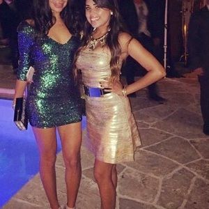 Gold strapless dress